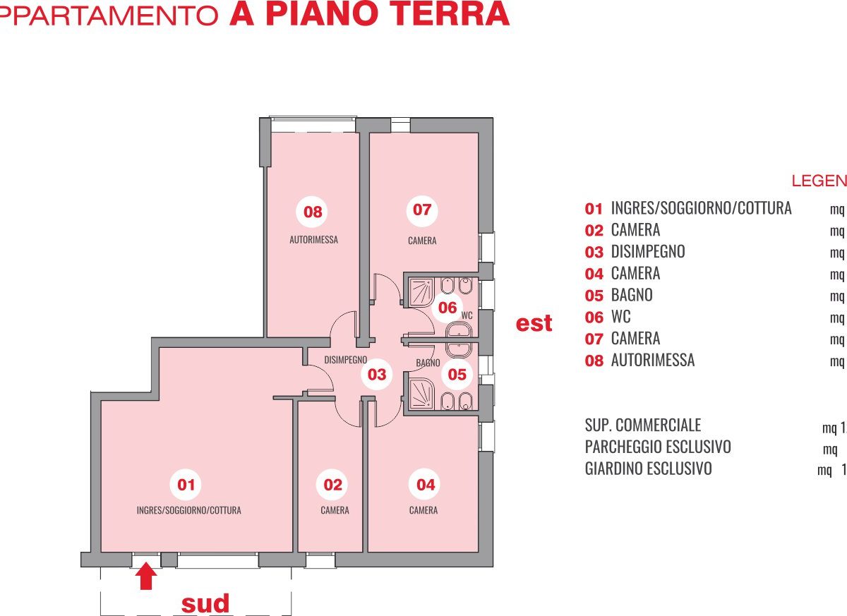 Condominio di 6 unità abitative 2 Bicamere al piano terra Lissaro di Mestrino planimetria appartamento A